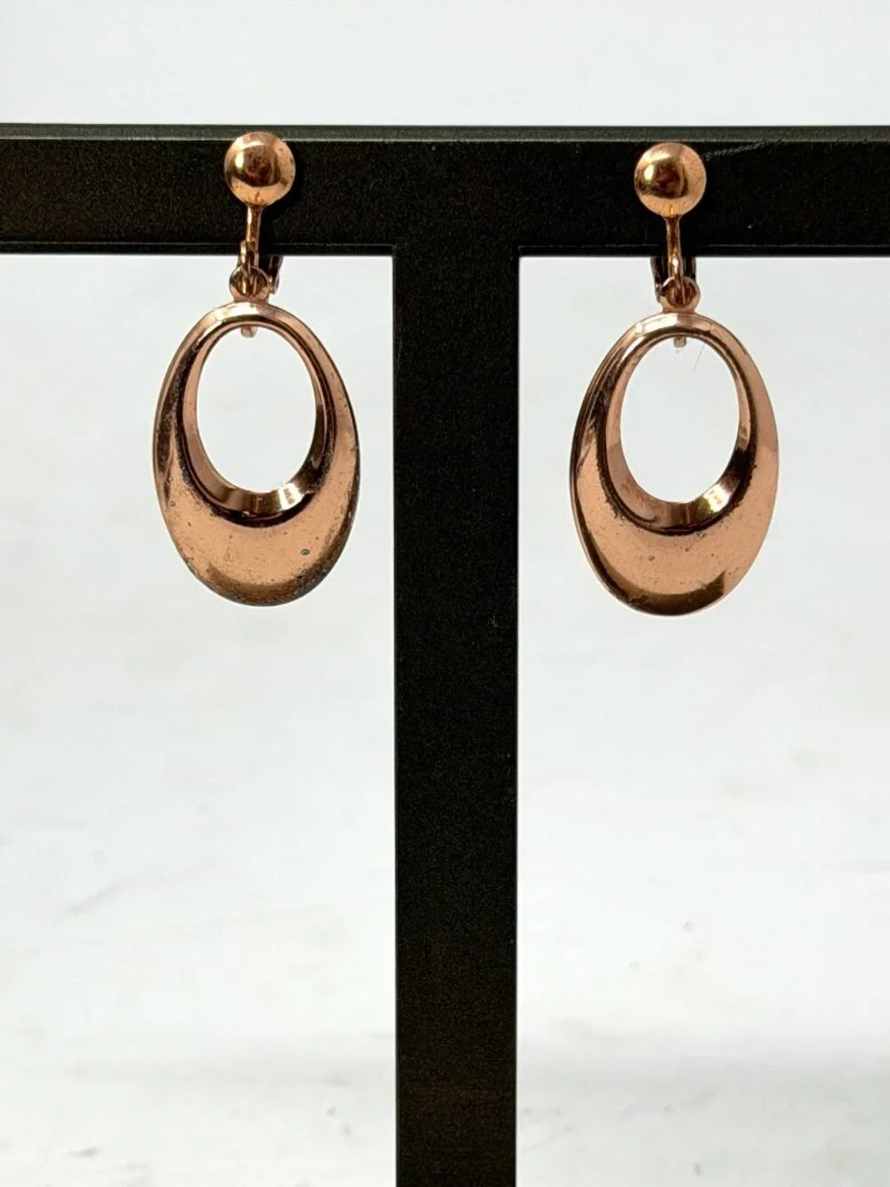 Vintage Copper Earrings 1.5” Door Knocker Clip-on Statement 3.9 grams